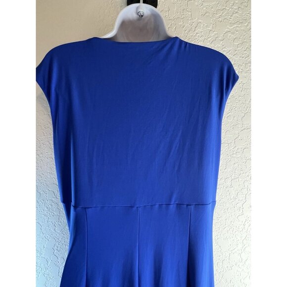 Lauren Ralph Lauren Evening Maxi Dress Womens 12 Navy Blue Draped Neck NEW NWT - Picture 9 of 14